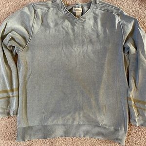 LS shirt in a washed grey color with subtle brass striping near the opening.